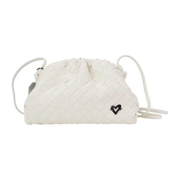 PRENELOVE ELGIN CLAM VEGAN LEATHER CLUTCH IN CREAM
