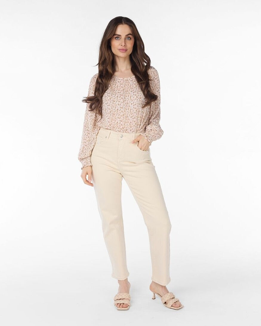 ESQUALO PASTEL CHEETAH PRINT SMOCK BLOUSE
