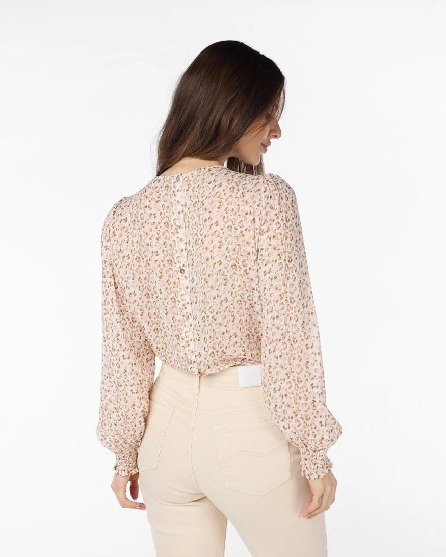 ESQUALO PASTEL CHEETAH PRINT SMOCK BLOUSE