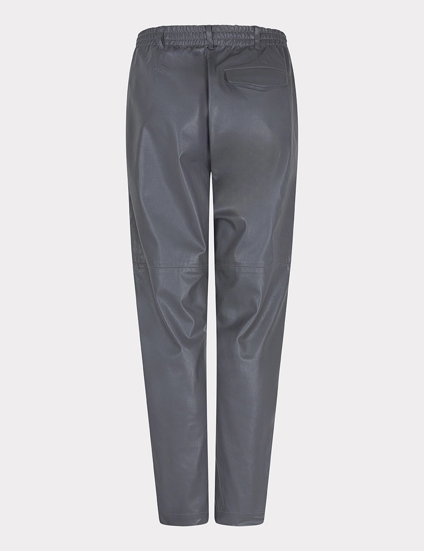 ESQUALO VEGAN LEATHER JOGGERS IN GREY