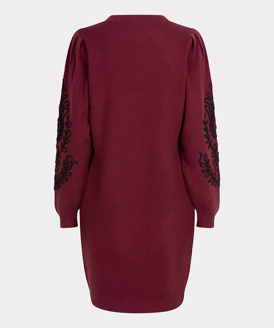 ESQUALO TAPE EMROIDERY DRESS IN WINE