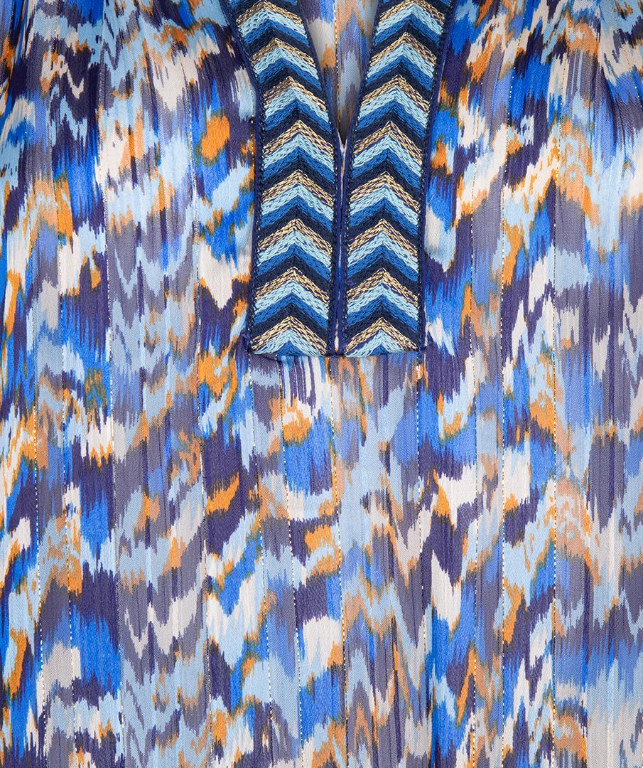 ESQUALO FANCY TAPE MYSTERY ESTATE PRINT BLOUSE