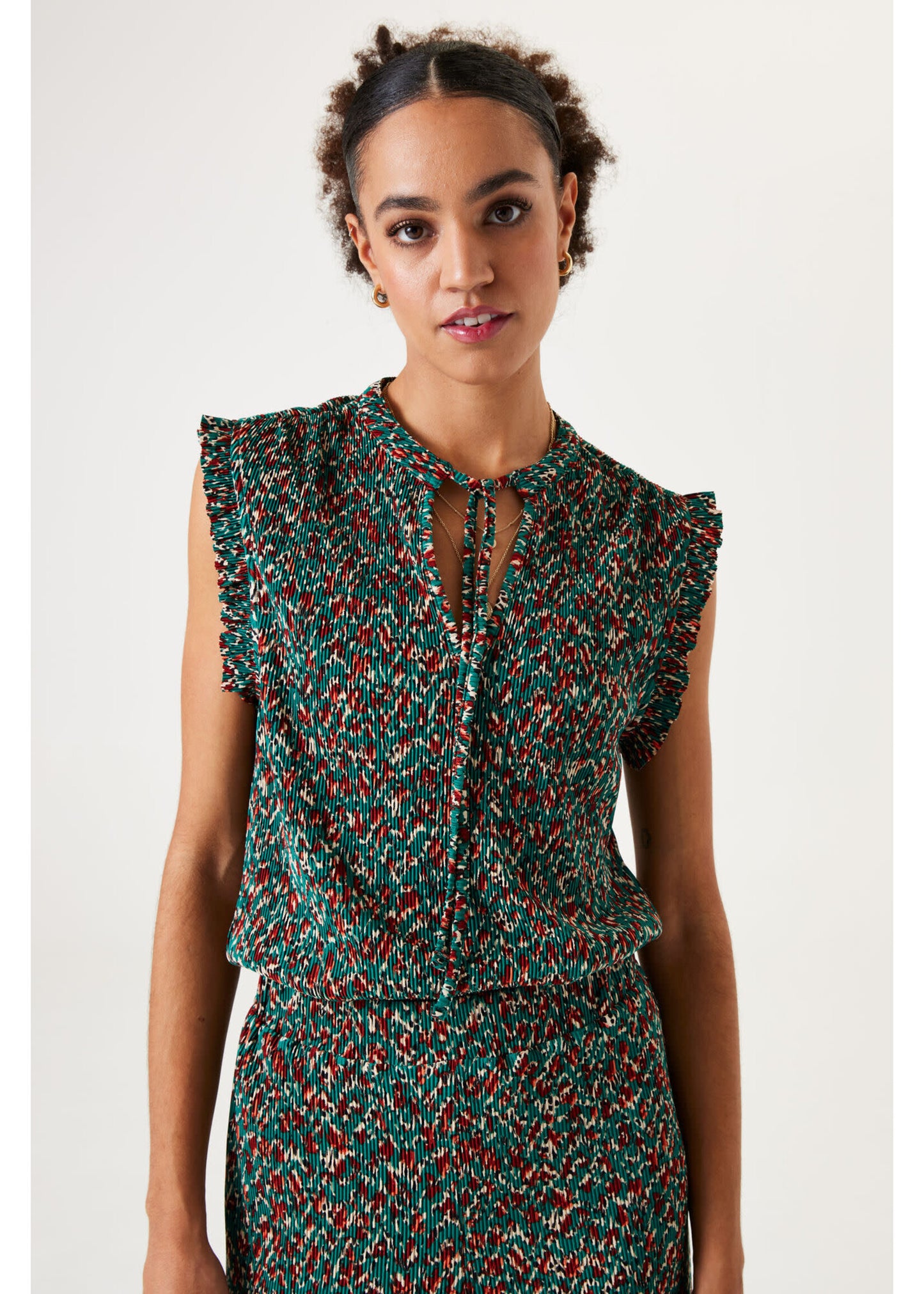 GARCIA PRINT TOP IN GREEN COMBO