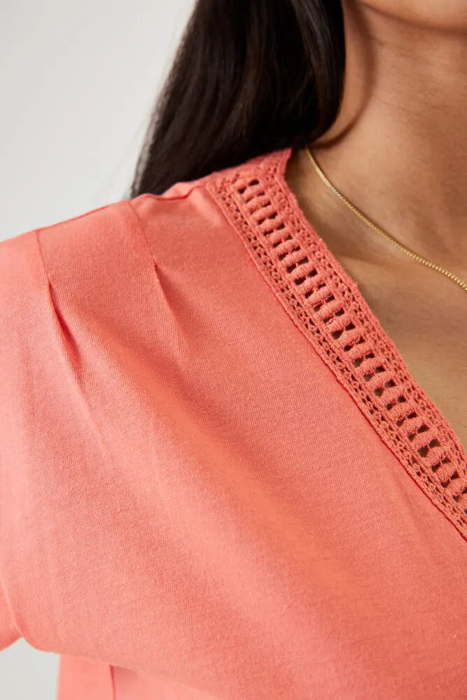 GARCIA EMBERGLOW ORANGE V-NECK TEE