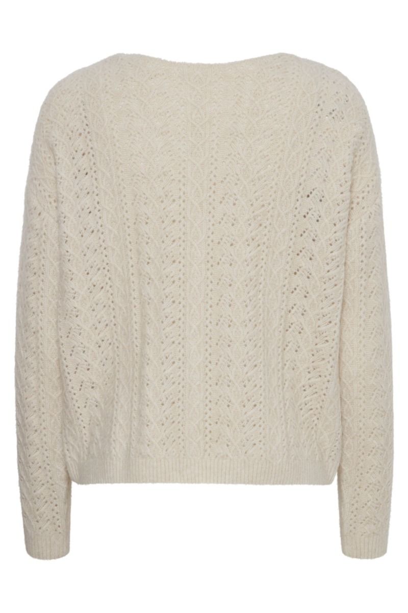 ICHI LIYANNA REVERSABLE SWEATER WITH PEARL DETAIL IN ALMOND MILK