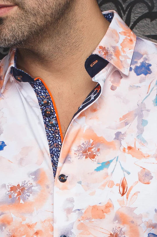 AU NOIR PEMBA 360° STRETCH SHORT SLEEVE SHIRT IN ORANGE