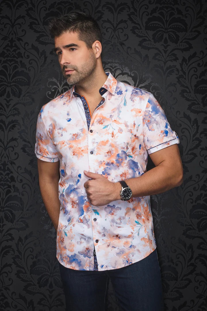 AU NOIR PEMBA 360° STRETCH SHORT SLEEVE SHIRT IN ORANGE
