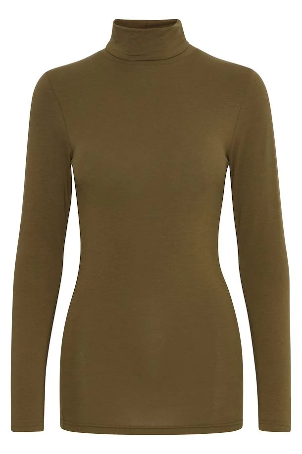B.YOUNG MILITARY OLIVE PAMILA ROLL NECK T-SHIRT
