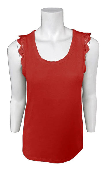 MOTION TANK TOP WITH LACE DETAIL IN RED