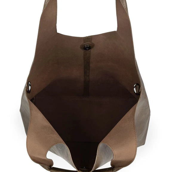 PRENELOVE KIPLING VEGAN LEATHER TOTE IN CHOCOLATE
