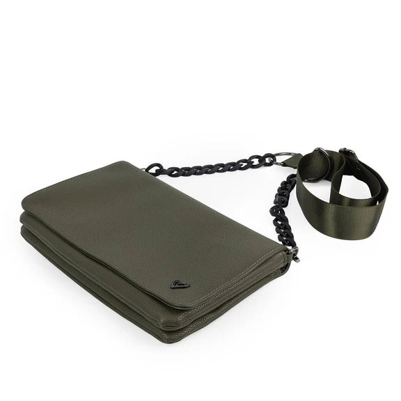 PRENELOVE RITSON VEGAN LEATHER CROSSBODY BAG IN OLIVE