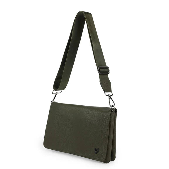 PRENELOVE RITSON VEGAN LEATHER CROSSBODY BAG IN OLIVE