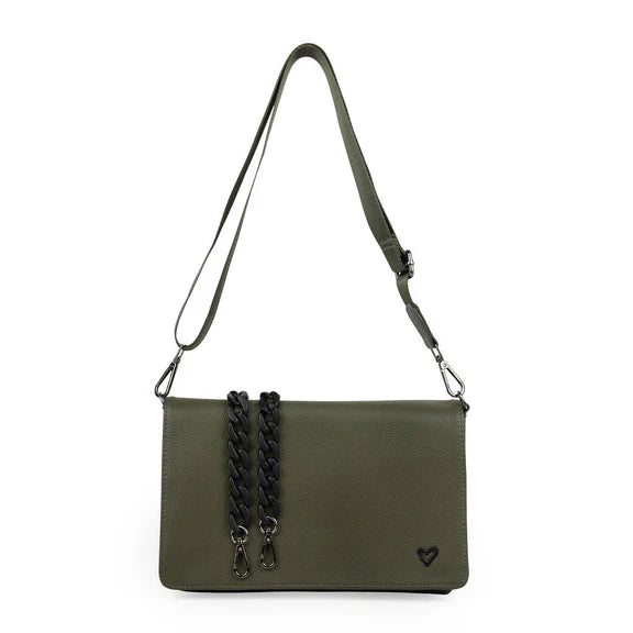 PRENELOVE RITSON VEGAN LEATHER CROSSBODY BAG IN OLIVE