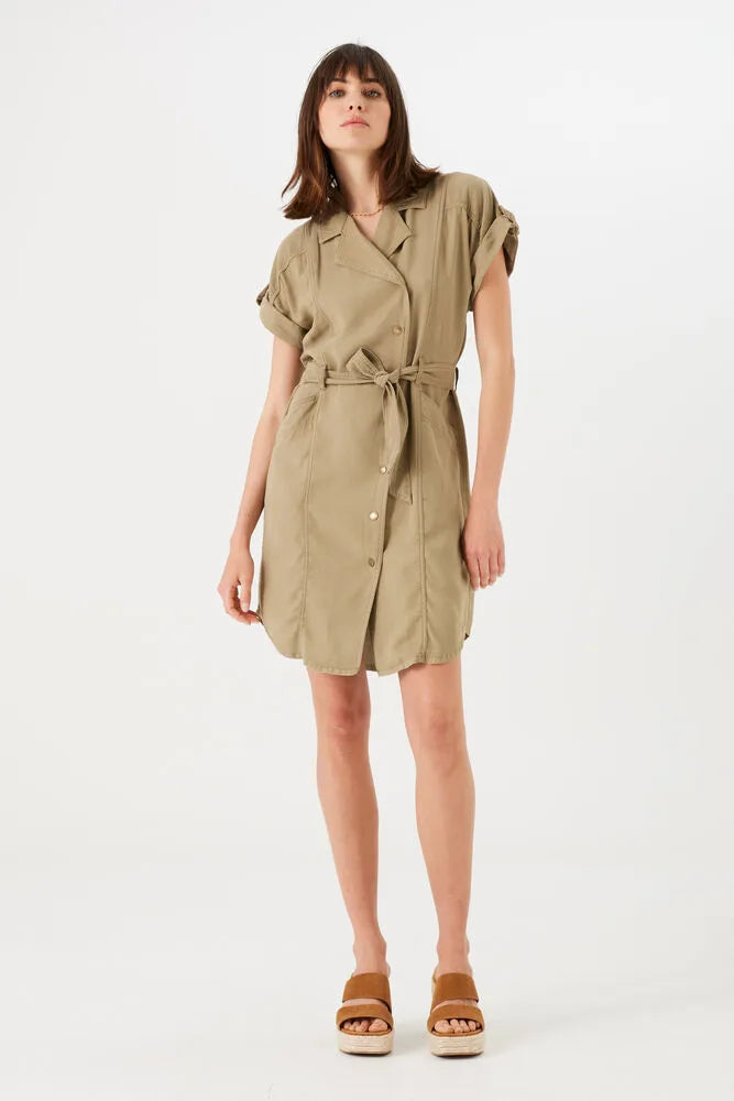 GARCIA DRESS WITH TIE WAIST IN KHAKI
