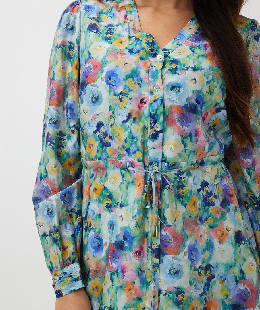ESQUALO DRESS MIDI IN UTOPIA FLOWER PRINT