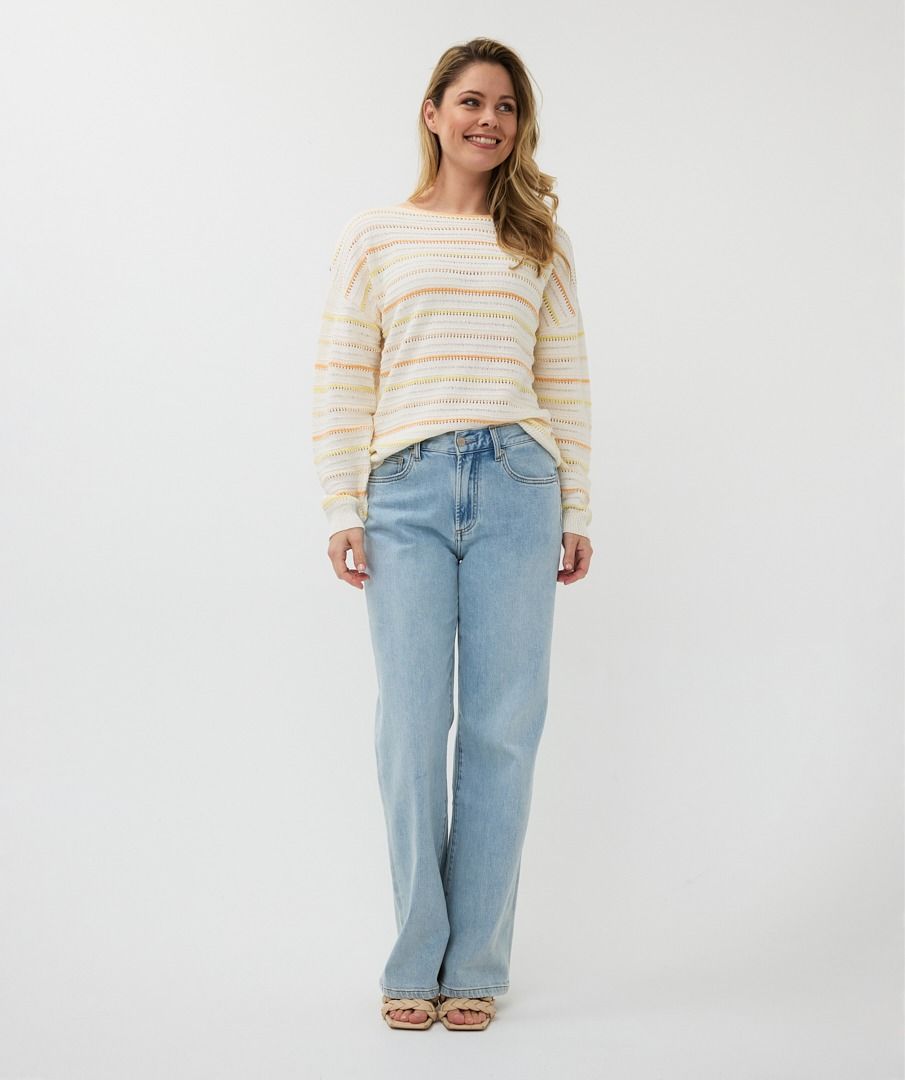 ESQUALO SWEATER WITH STRIPES IN CREAM AND MULTI COLOUR