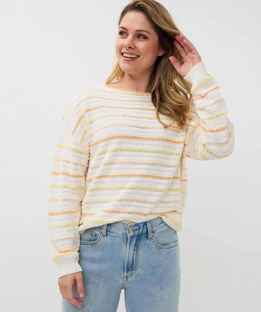 ESQUALO SWEATER WITH STRIPES IN CREAM AND MULTI COLOUR