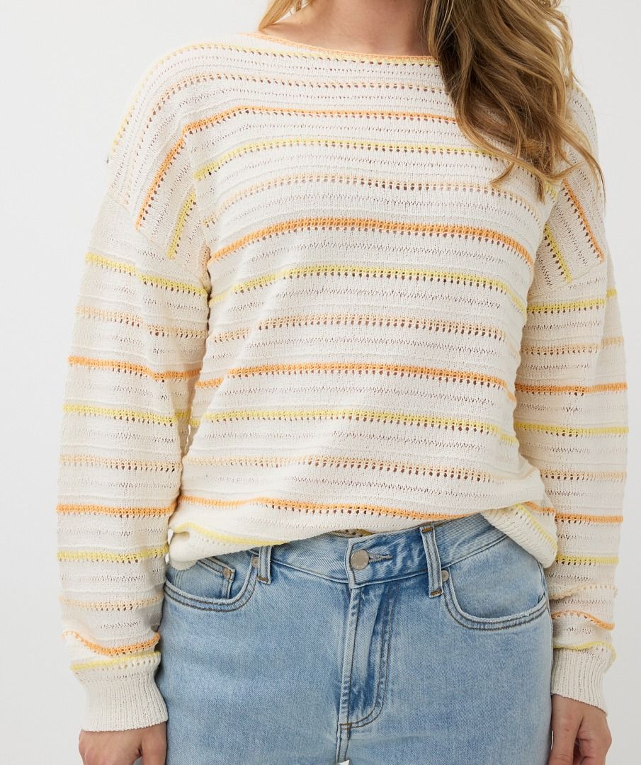 ESQUALO SWEATER WITH STRIPES IN CREAM AND MULTI COLOUR