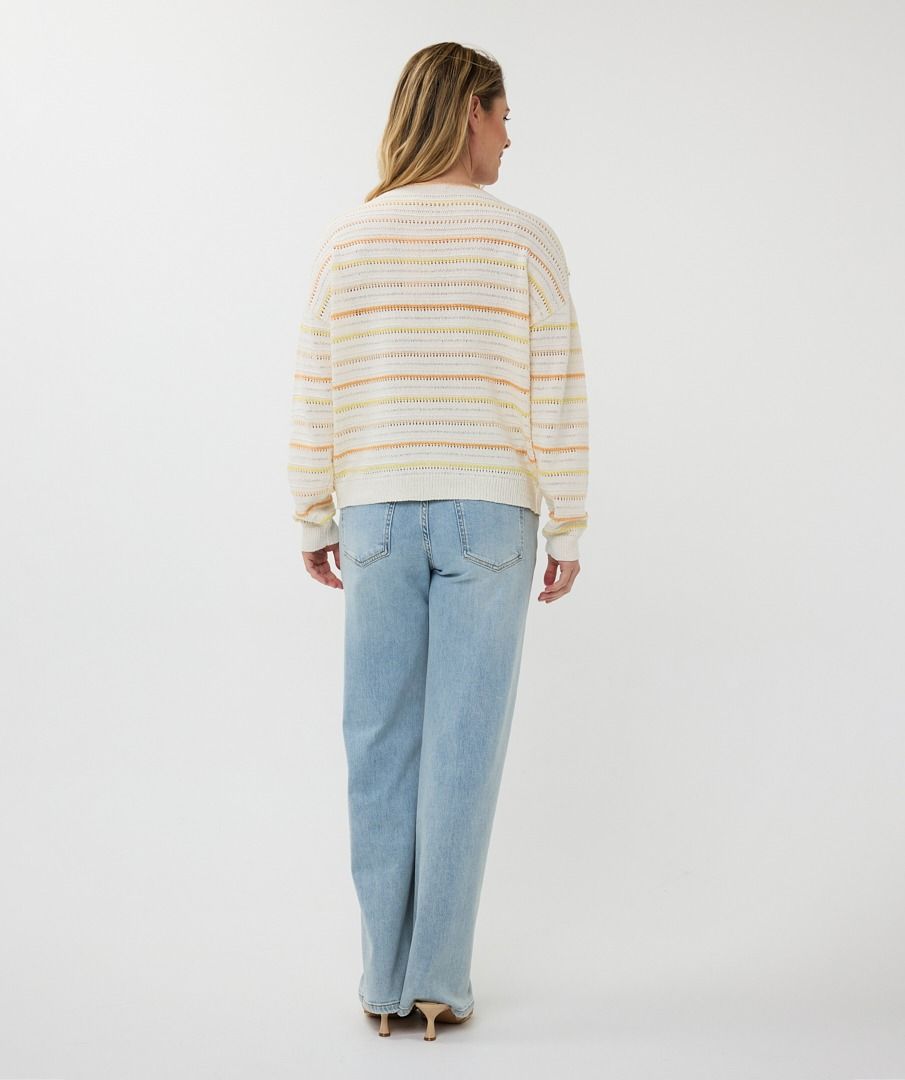 ESQUALO SWEATER WITH STRIPES IN CREAM AND MULTI COLOUR
