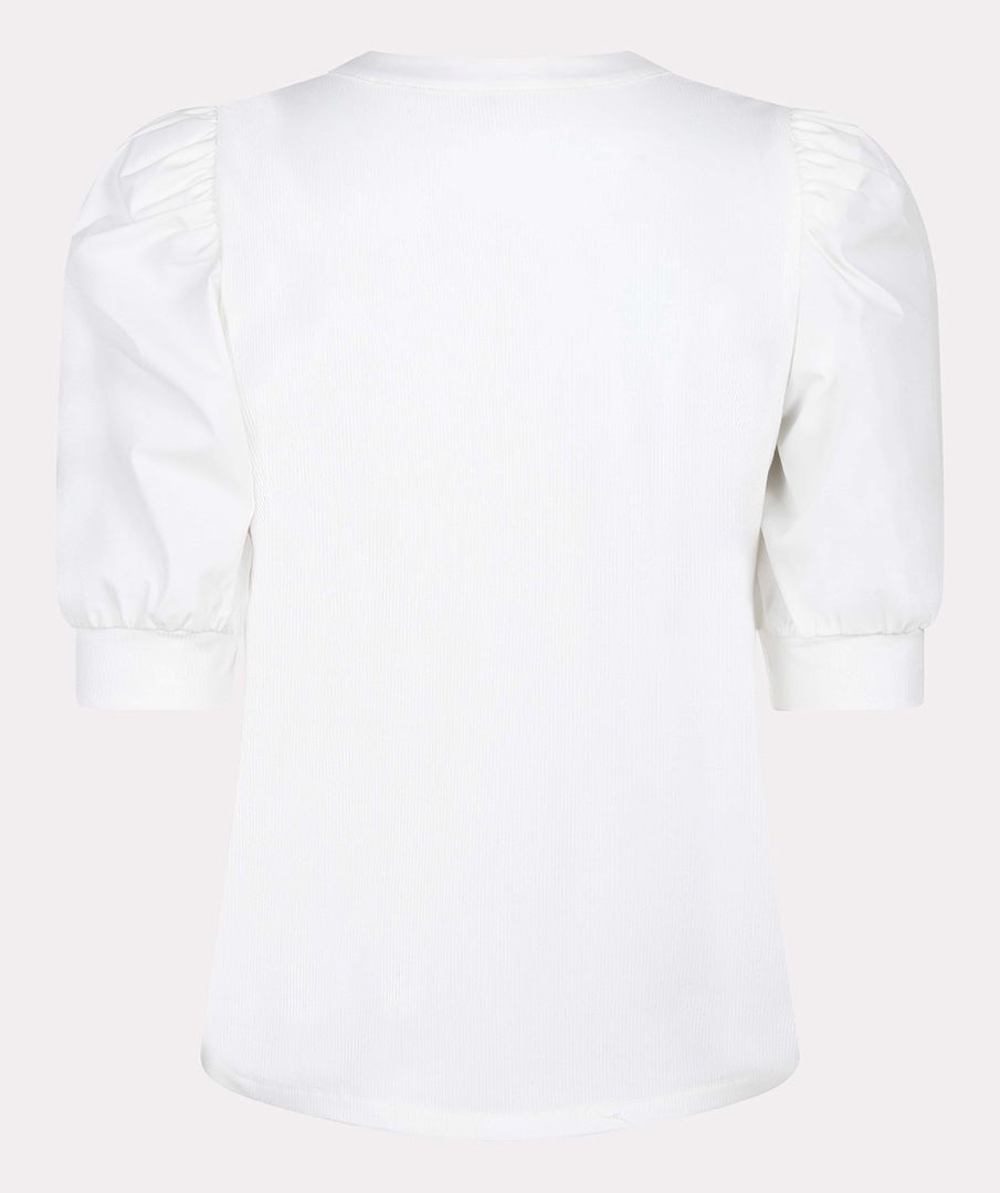 ESQUALO TOP WIDE RIB WOVEN SLEEVE IN OFF WHITE