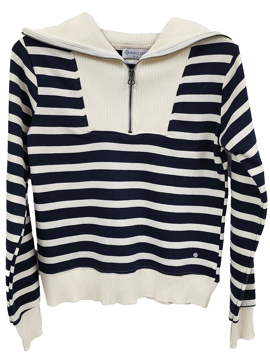 POINT ZERO WOMEN'S NAVY STRIPE SWEATSHIRT