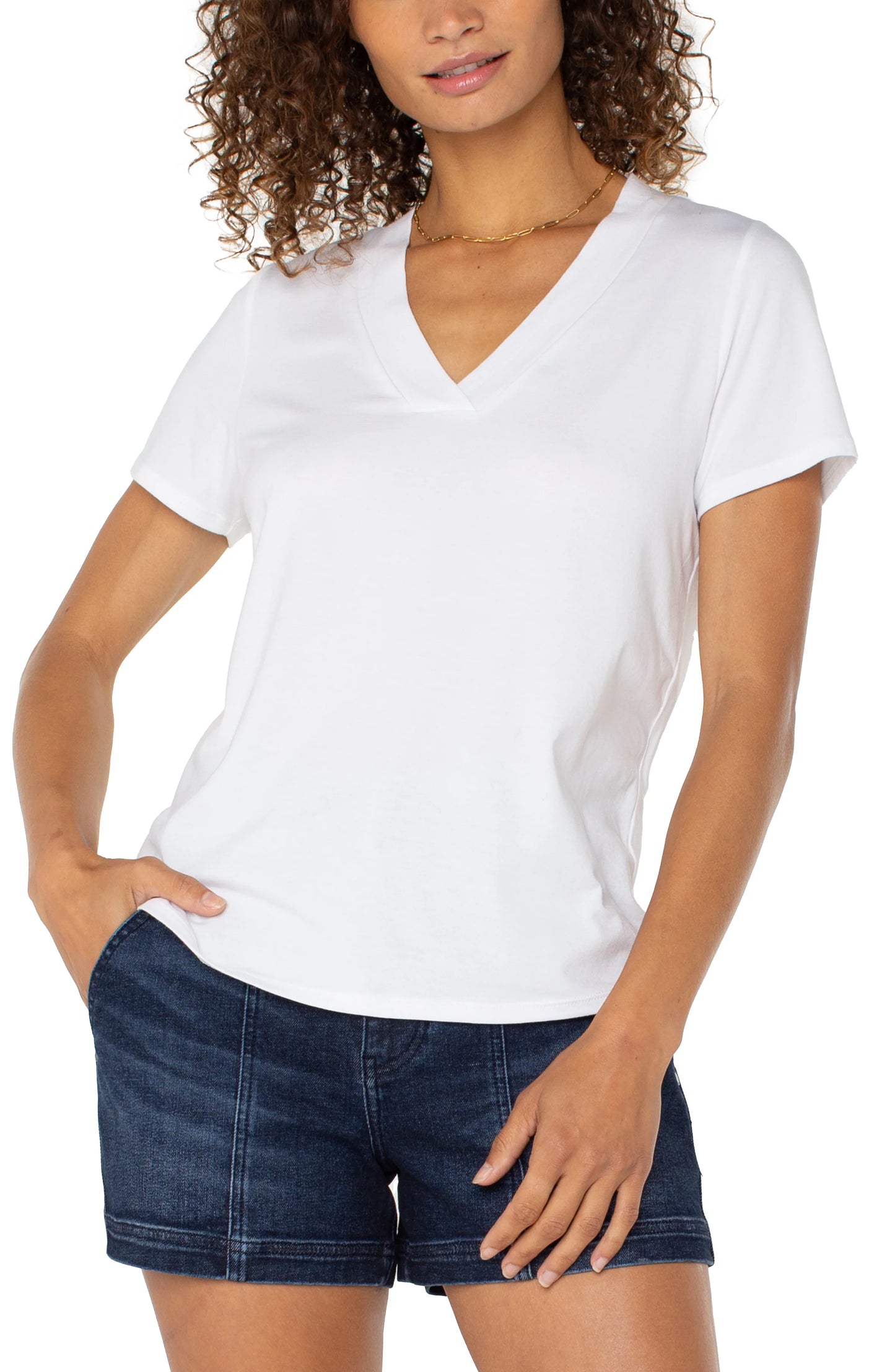 LIVERPOOL SHORT SLEEVE WHITE KNIT TEE