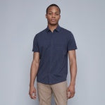 HEDGE MEN'S CLASSIC SHORT SLEEVE KNIT SHIRT IN NAVY MELANGE