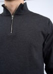 HEDGE MENS 1/4 ZIP MOCK TEE IN BLACK MELANGE