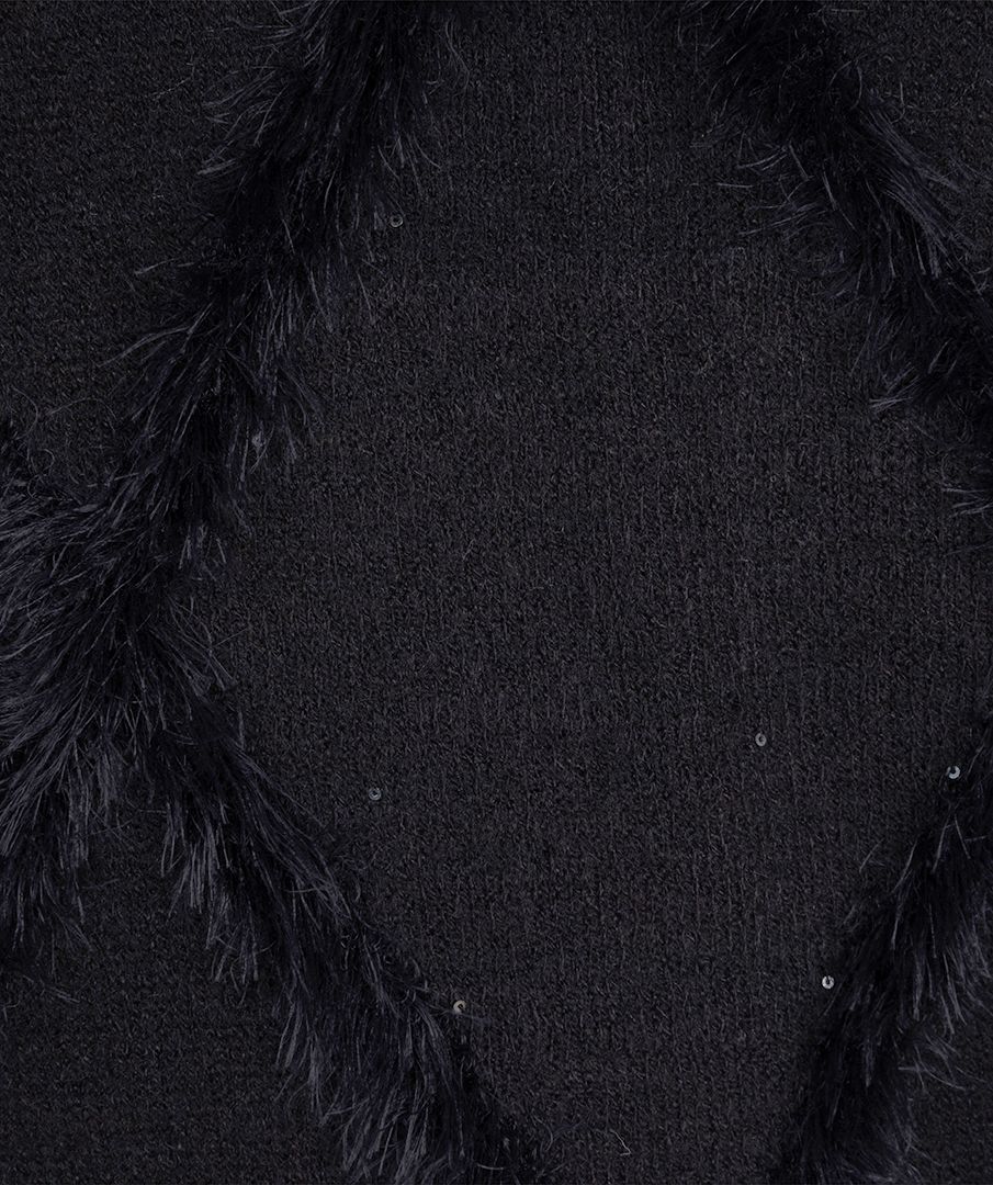 ESQUALO HAIRY SEQUIN SWEATER IN BLACK