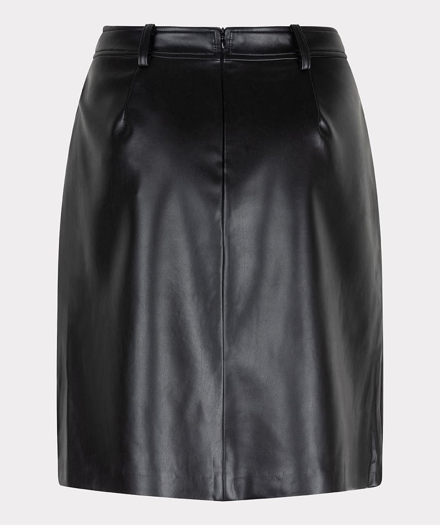 ESQUALO VEGAN LEATHER OVERLAP SKIRT IN BLACK