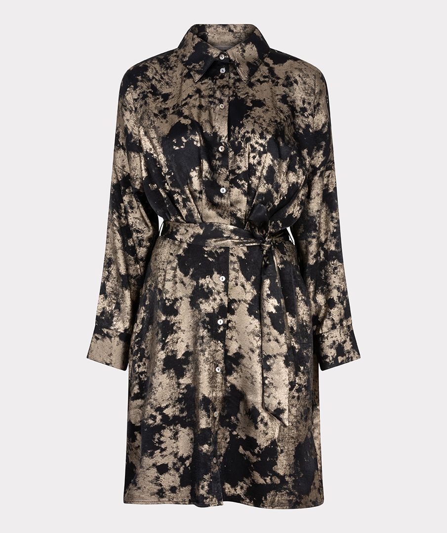 ESQUALO CONTRACT LAMEE DRESS IN GOLD AND BLACK