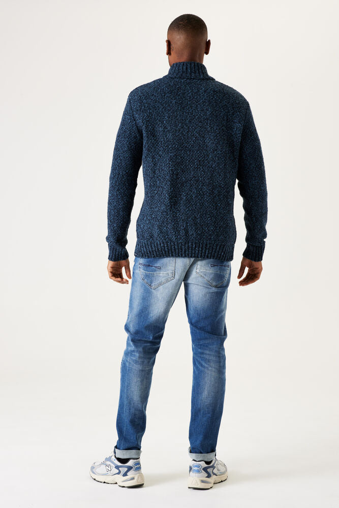 GARCIA MEN'S KNITTED CABLE SWEATER IN DARK MOON