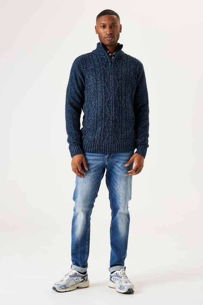 GARCIA MEN'S KNITTED CABLE SWEATER IN DARK MOON