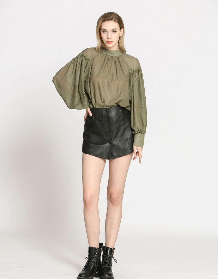 Khaki high neck outlet top