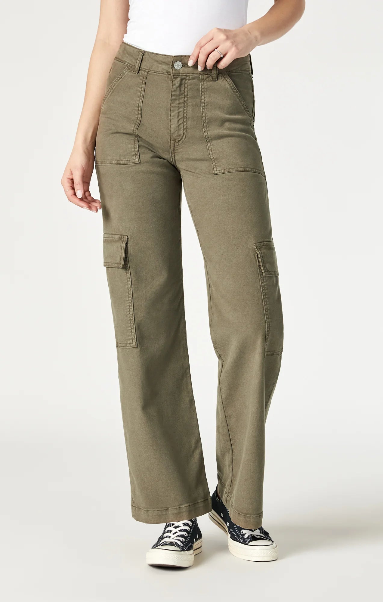 MAVI ALVA STRAIGHT LEG CARGO PANTS IN CAPERS LUXE TWILL