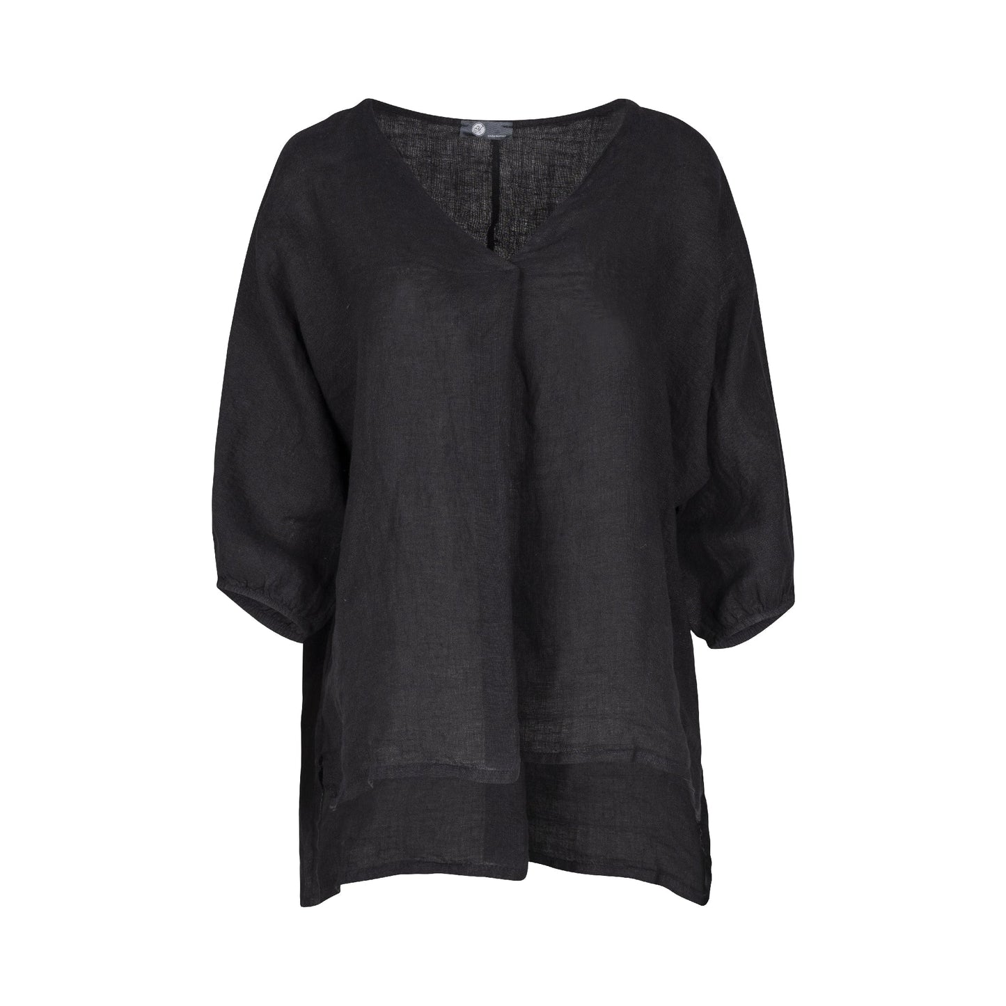 M MADE IN ITALY WOVEN TOP WITH 3/4 SLEEVE IN BLACK