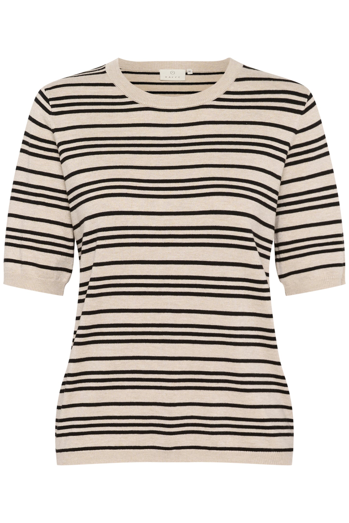 KAFFE LIZZA STRIPED KNIT IN BLACK AND FEATHER GREY STRIPE