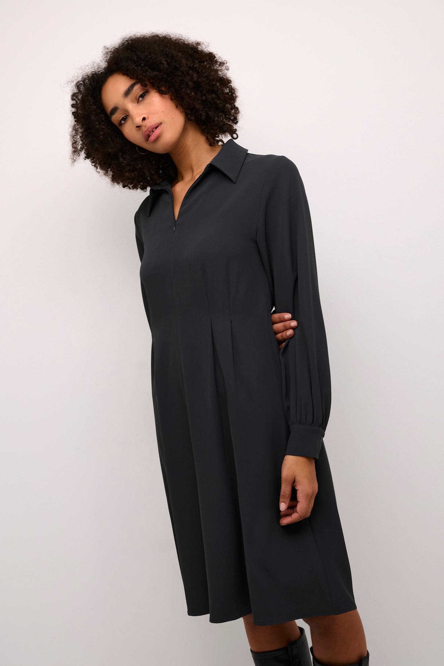 KAFFE CLOTHING BLACK OYSTER SINGA DRESS