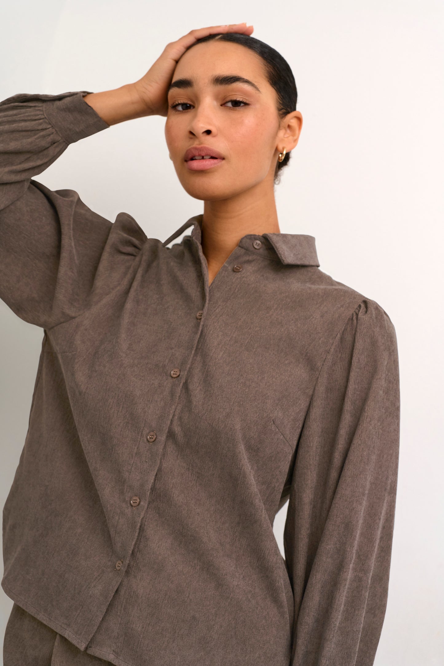 KAFFE MAJOR BROWN HERMINE SHIRT