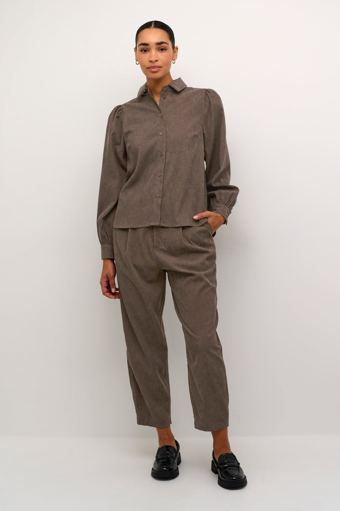 KAFFE MAJOR BROWN HERMINE SHIRT