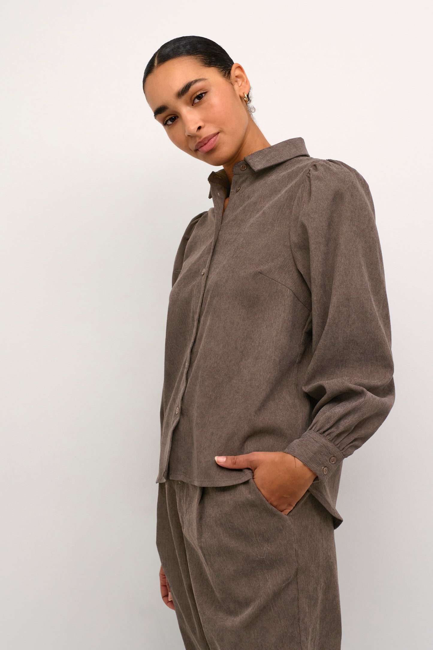 KAFFE MAJOR BROWN HERMINE SHIRT