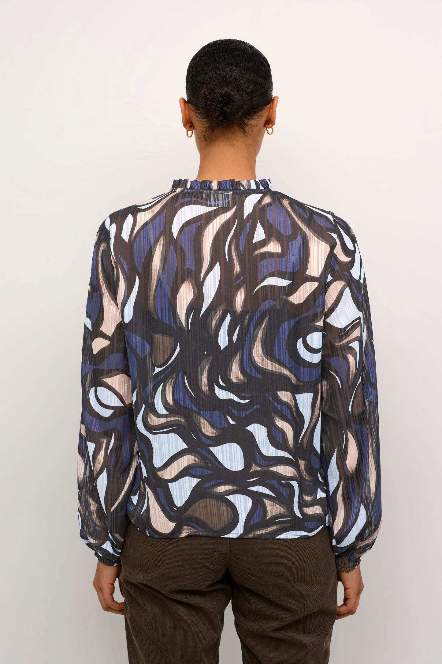 KAFFE MARGO BLUE/GREY ABSTRACT BLOUSE