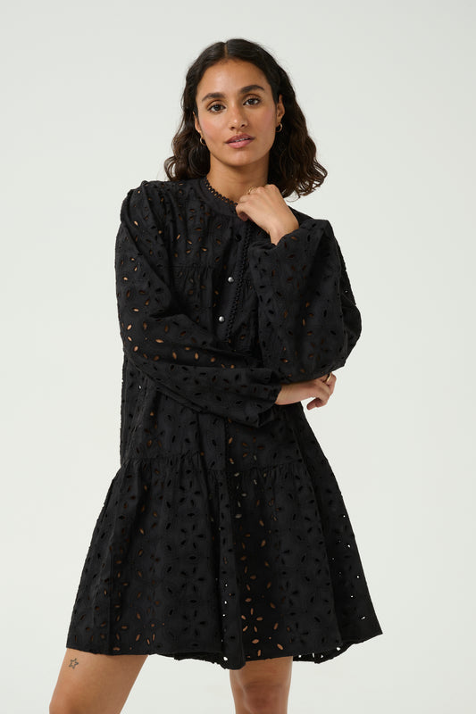 KAFFE SILINIA DRESS IN DEEP BLACK