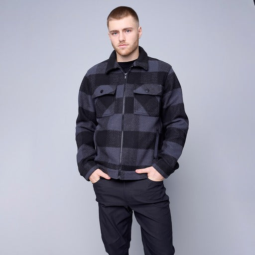 HEDGE MENS WOVEN BLACK AND CHARCOAL JACKET