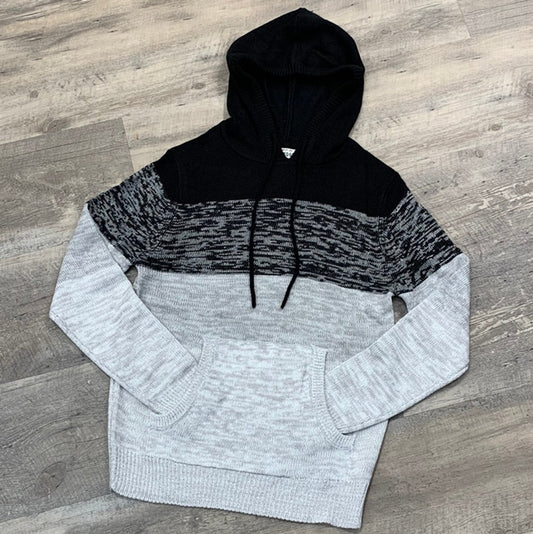 HEDGE BLACK AND GREY KNIT HOODIE