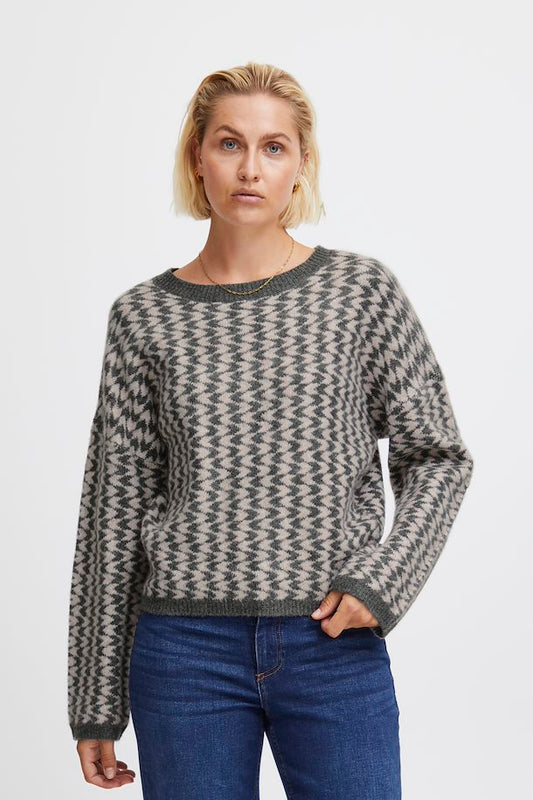 ICHI BIZZI HEATHER ROSE MELANGE KNITTED PULLOVER