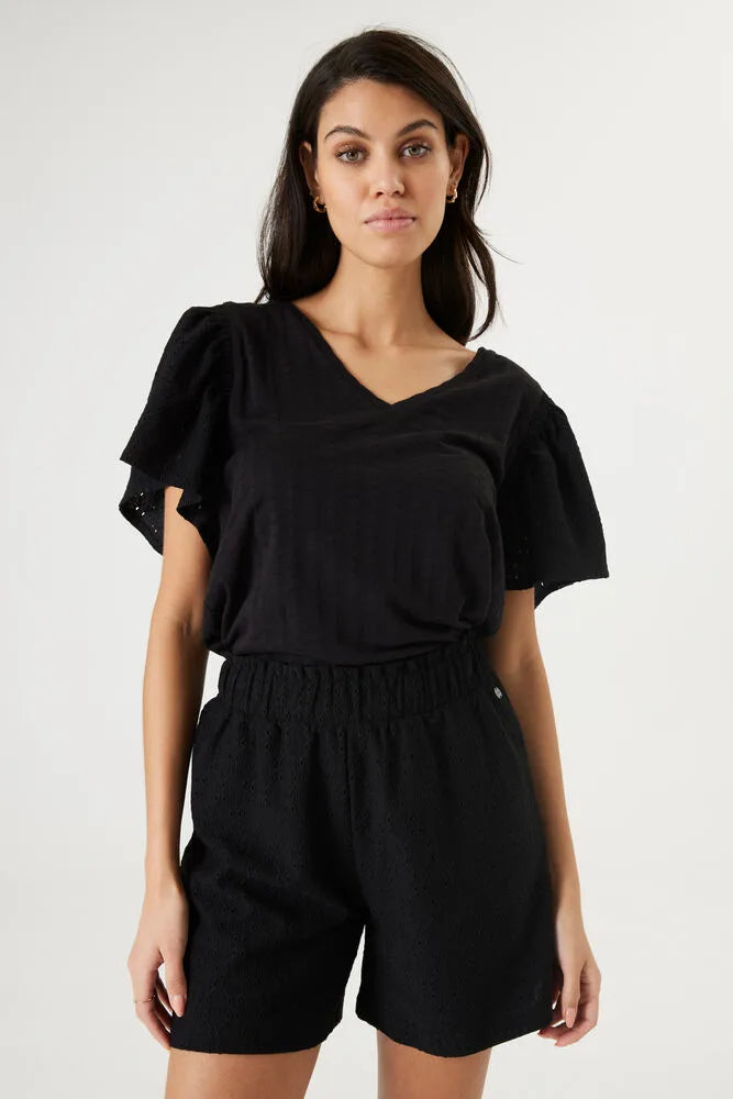 Garcia Black Top With Butterfly Sleeves