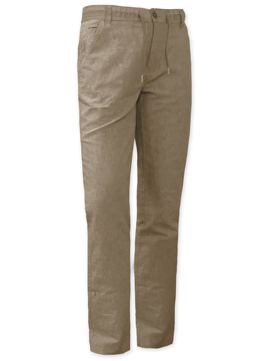 POINT ZERO TAUPE MIX LINEN PANTS WITH ELASTIC WAISTBAND