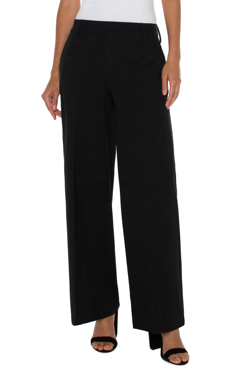 LIVERPOOL BLACK KELSEY WIDE LEG TROUSER PANT