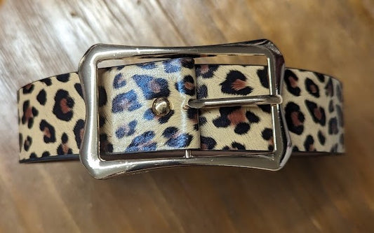 PINK MARTINI LEOPARD PRINT BELT WITH GOLD BUCKLE